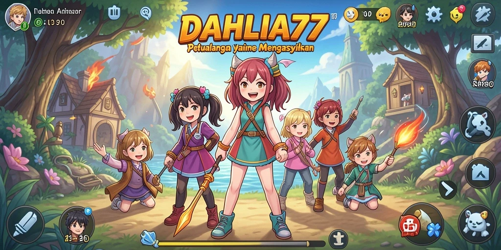 Tampilan gameplay DAHLIA77 dengan karakter anime yang menawan.