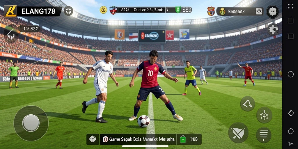 Tampilan dinamis dari pertandingan sepak bola dalam ELANG178.
