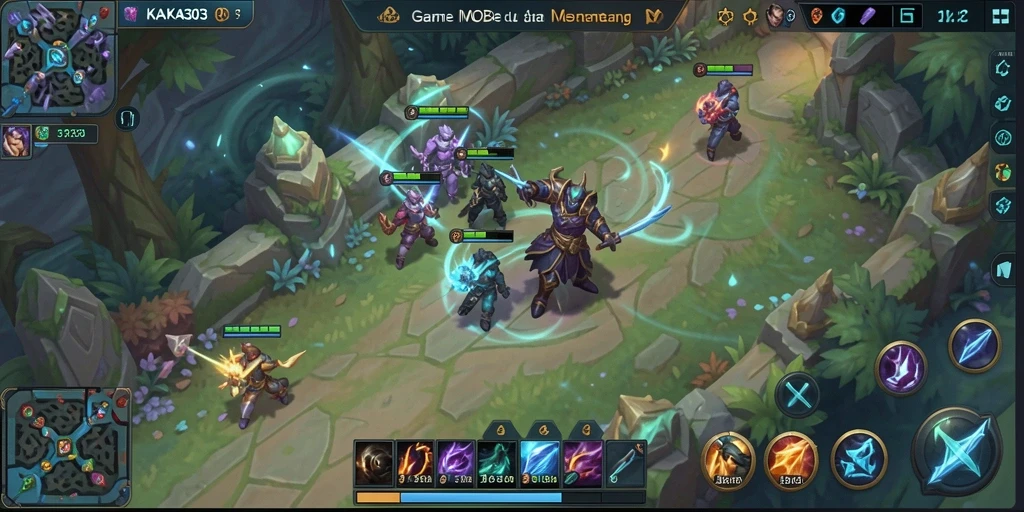 Screenshot gameplay KAKA303 menunjukkan aksi pertempuran tim yang epik.
