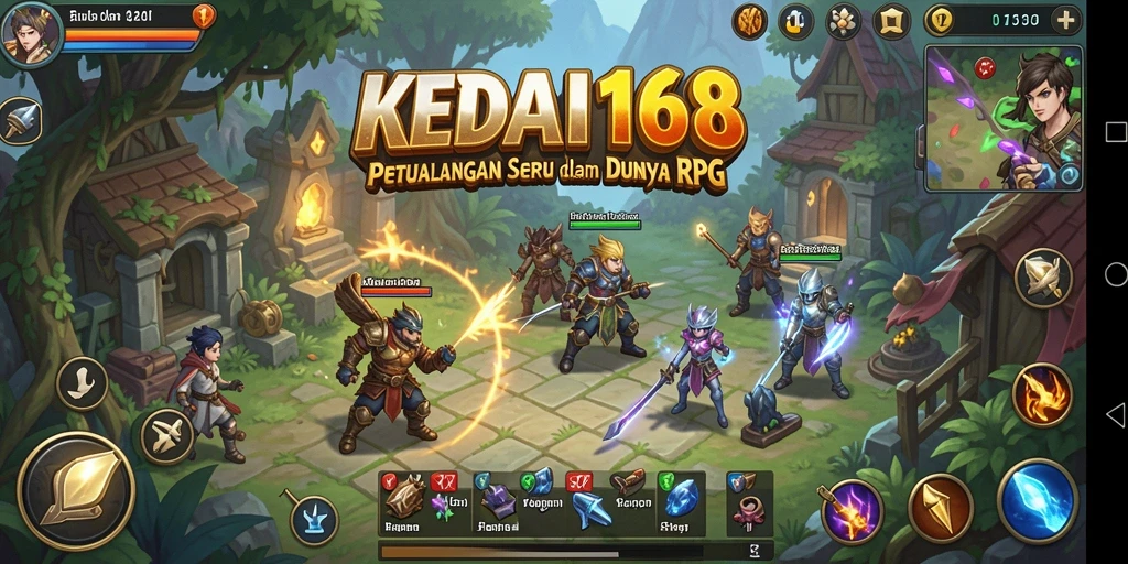 Screenshot KEDAI168 menampilkan aksi seru dalam gameplay RPG.
