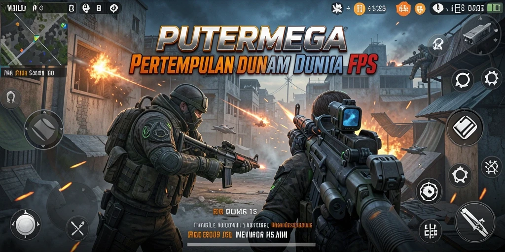 Screenshot PUTERMEGA menampilkan aksi intens dalam pertempuran FPS.