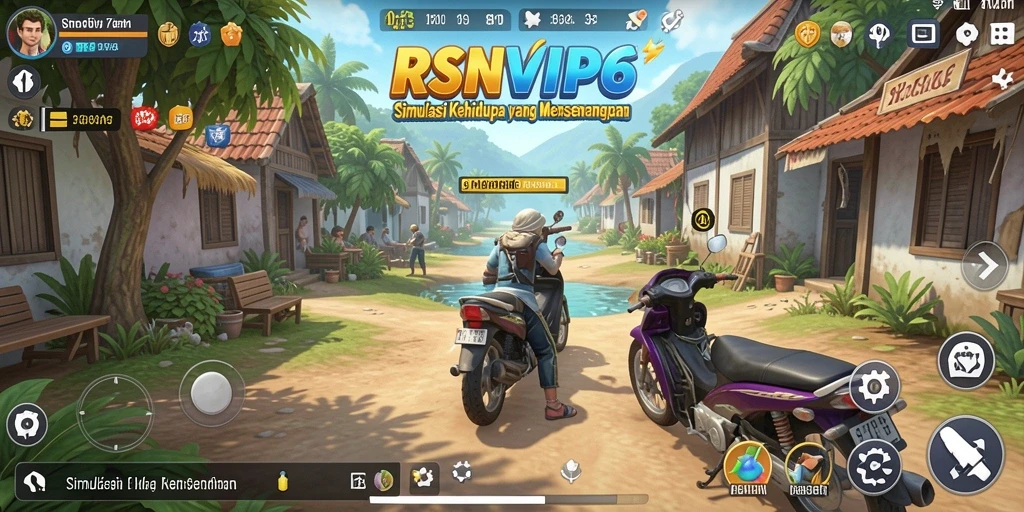 Screenshot gameplay RSNVIP6 yang menunjukkan simulasi kehidupan interaktif.