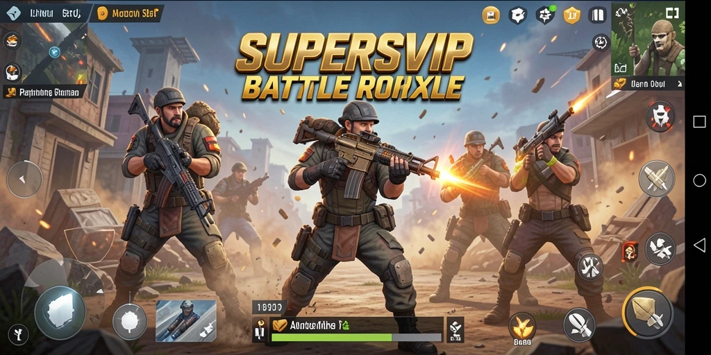 Tampilan gameplay mendebarkan di arena Battle Royale SUPERSVIP.