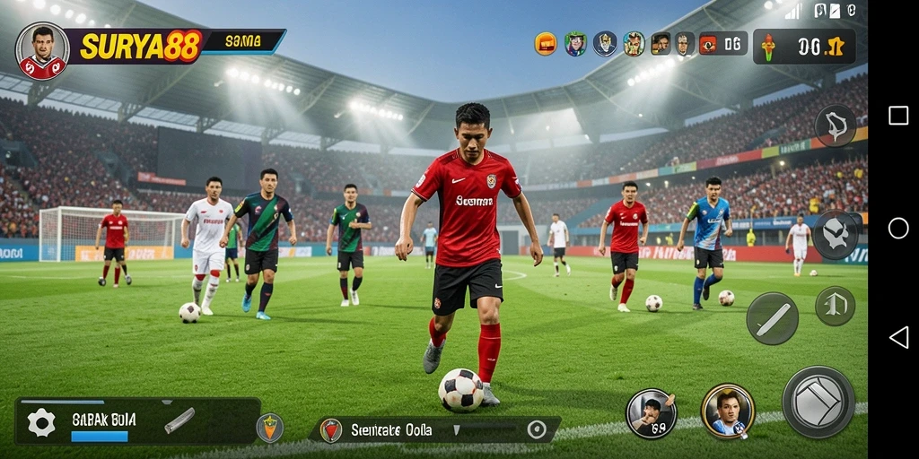 Gameplay menegangkan dalam SURYA88, berlaga di lapangan hijau.