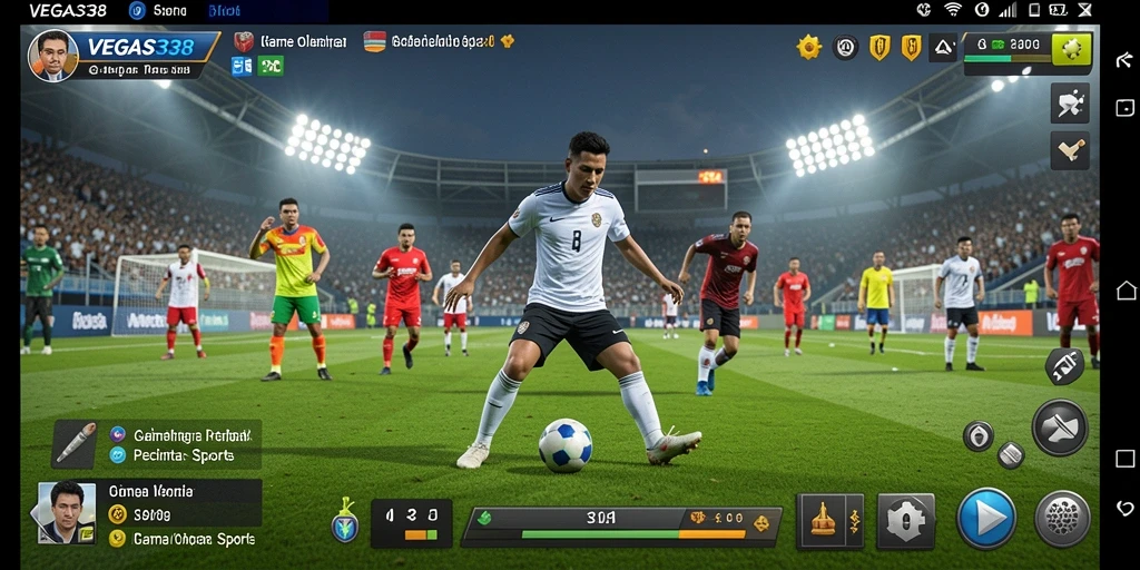 Screenshot gameplay yang menampilkan aksi seru dalam game olahraga.